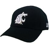 HAT CAP WASHINGTON STATE COUGARS WSU WAZZU FITTED 7 1/2 BLACK WHITE LICENSE NCAA