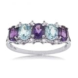 White Gold Heart Band Amethyst Blue Topaz & Diamonds