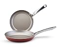 Farberware Premium Twin Pack: 8 Inch and 10 Inch Shallow Skillets, Red