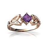 14k Rose Gold Square Genuine Amethyst Celtic Knot Ring