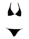 XOXO Black Ruffled Bikini w/Rhinestone Hearts