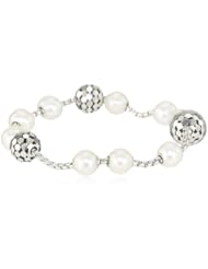 Honora "Times Square" White Freshwater Cultured Pearl 7.75" with Magnetic Closure Bracelet