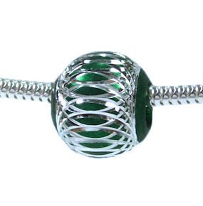 GREEN Emerald Ball Charm Bead for Troll Biagi