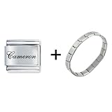 Edwardian Script Font Name Cameron Italian Charm Bracelet