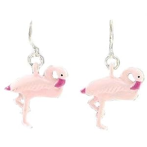 Adorable Pink Enamel Flamingo Charm Earrings