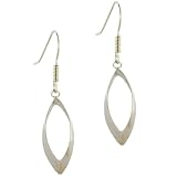 Sterling Silver Hollow Polished Oval Dangle Earrings