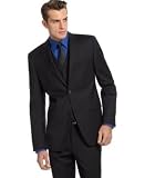 DKNY - DKNY Two Button Black Tonal Stripe Slim Fit Wool Jacket