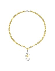 .925 Sterling Silver and Oval Golden-Dyed Freshwater Pearl Y-Necklace, Free Shipping and Gift Box