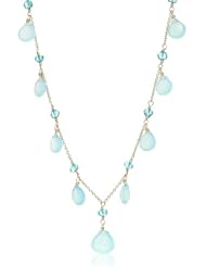 Dana Kellin Peruvian Opal Chalcedony Heart and Apatite Rondelle Cascaded Pendant Necklace, 19.75"