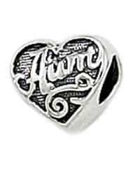 Genuine Zable (TM) Product. 925 Sterling Silver "Aunt" Heart Charm. 100% Satisfaction Guaranteed.