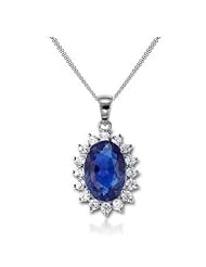 2.63Ct Oval Cut Sapphire & Diamond Pendant 18k Gold