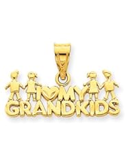 Genuine IceCarats Designer Jewelry Gift 14K I Love My Grandkids Pendants