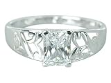 Radiant Cut White Cubic Zirconia Ring Size 11 in Sterling Silver