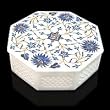 Marble inlay jewelry box, 'Blue Bouquet'
