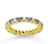1 Carat Blue Sapphire and Diamond 14k Yellow Gold Eternity Band