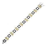 Kia'S Yellow & Black C.Z. Diamond Silver Bracelet