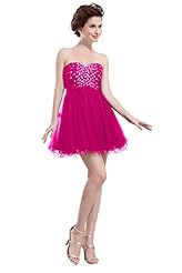Plus Size Girls Strapless Tulle Beaded Cocktail Above the Knee Short Club Dress/Evening Dress/Homecoming Dress/Prom Dress/Quinceanera Dress/Wedding Party Dress 