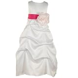 Little Girls Special Occasion Dress WHITE FUCHSIA Sash Flower Girl BLOSSOM 4-14