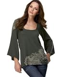 One World Square-Neck Sweater with Floral Lace Print