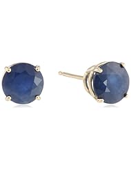 10k Gold 6mm Round Sapphire Basket 4-Prong Solitaire Earrings