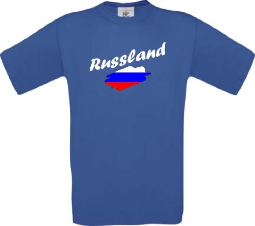 Shirtinstyle Kinder-Shirt WM Ländershirt Russland diverse Farben, Farbe royal, Größe 104