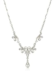 1928 Jewelry Silver-Tone Crystal Teardrop Necklace