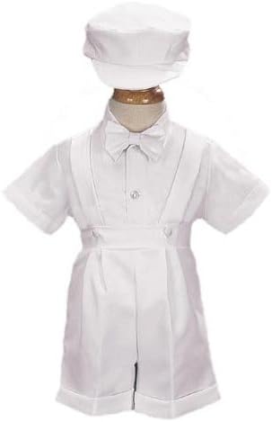 SIZE: 3T - Boys Easter Suit Outfit 4 Pc Set White Shortalls (3M to 4T)