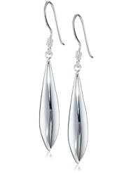 Sterling Silver High Polished Elongated Oval Puff Drop French Wire Earrings