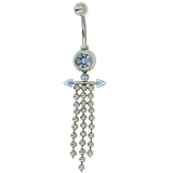 Belly Navel Rings Blue Bead Chain Dangle Color - B0001WI7Z2