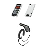 Motorola Droid X MB810 – Premium White Soft Silicone Gel Skin Cover Case + Rapid Car Charger for Motorola Droid X MB810