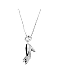 Sterling Silver Three Dimensional Rose Pump Shoe Necklace