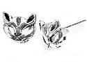 Tiny Cat Face Head Sterling Silver Post Stud Earrings