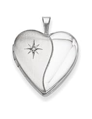 Genuine IceCarats Designer Jewelry Gift Sterling Silver 20Mm With Diamond Star Heart Locket