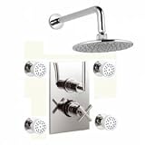 Twin Thermostatic Shower Valve With Built-In Diverter With 4 Round Body Jets And Fixed Head