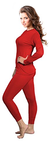 Rocky Womens Thermal 2 Pc Long John Underwear Set Top and Bottom Smooth Knit (Small, White)