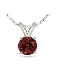 0.52Ct Round Garnet Pendant in Sterling Silver Gold