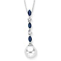 South Sea Pearl with 3/8 ct. Sapphire and 0.04 ct. Diamond Pendant with Chain in 14K White Gold