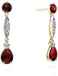 Genuine Garnet 14kt Yellow Gold Dangle Drop Earrings