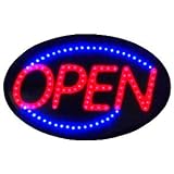 Ultra Bright LED Neon Light Open Sign Oval Style Premium Design Larger Size 22L x 13W x 1H with Power On/off and Animation On/off Switchs By E Onsale U30
