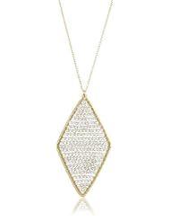 Dana Kellin Crystal Silver Shadow Large Diamond Shape Necklace