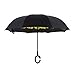 Silkclo Windproof Reverse Folding Double Layer Inverted Umbrella and Self Standing Inside Out Rain Protection Umbrella with C-shaped Hands Free Handle, Best Compact Travel Umbrella