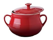 Mayfair & Jackson 4 Quart Two Tone Red Stoneware Bean Pot with Lid 5072TTR