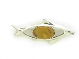 Sterling Silver Cognac Amber Brooch