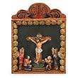 Painted wood retablo, 'Crucifixion'