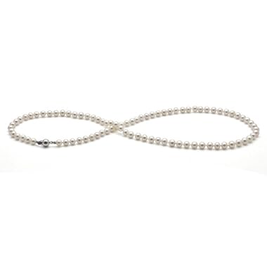HinsonGayle Handpicked Premium Small 5.0-5.5mm White Cultured Pearl Necklace(14K White Gold)