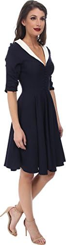 Unique Vintage Women's Eva Marie Dress Navy Dress 4XL (US 18)