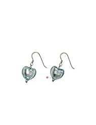 Aquamarine Murano Glass Heart Earrings