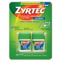 Zyrtec Allergy Relief (10 mg), 75 Tablets