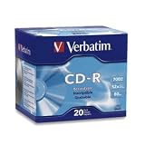 Verbatim 94936 700 MB 52x 80 Minute Branded Recordable Disc CD-R, 20-Disc Slim Case