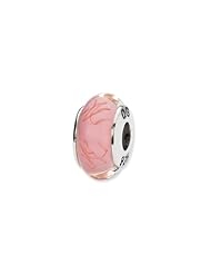 Sterling Silver Pink And Red Scribbles Hand-blown Glass Charm